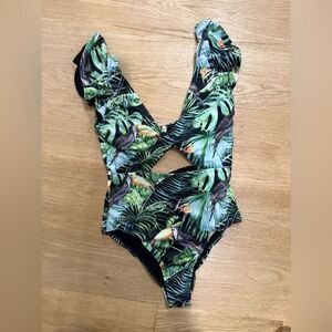 NWOT Tropical Print One-Piece Swimsuit